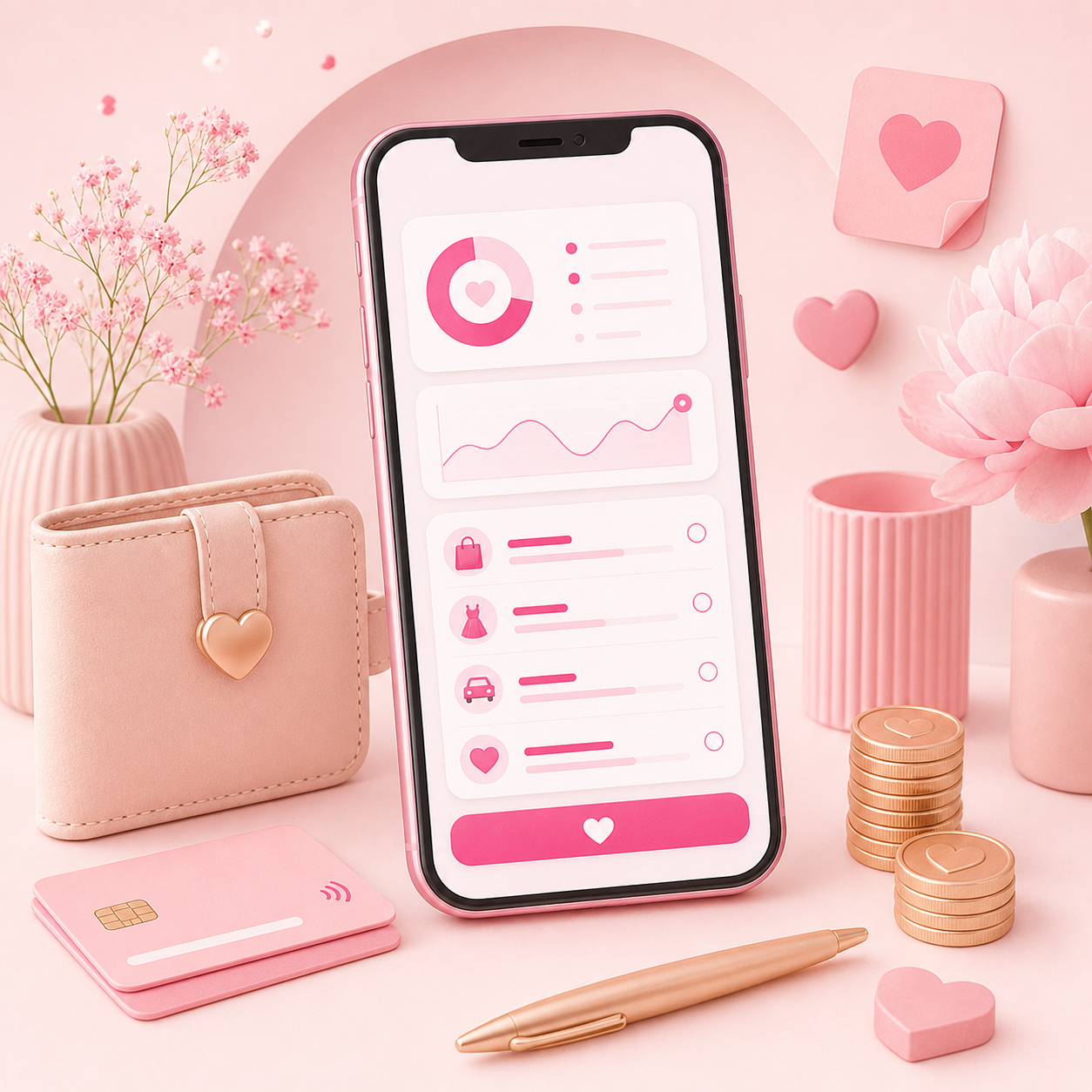 Pink preview of the Florine app on an iPhone